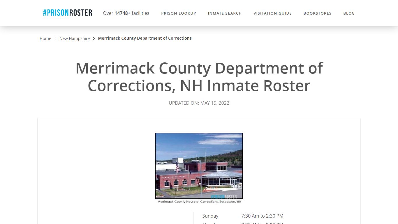 Merrimack County Department of Corrections, NH Inmate Roster