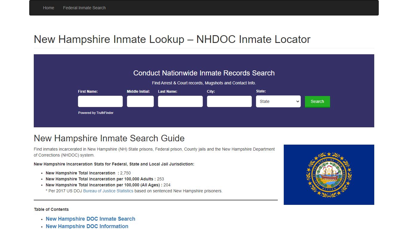 New Hampshire Inmate Search - NH Department of Corrections ...